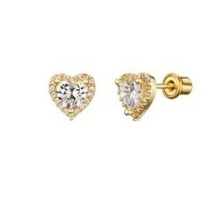 14k Gold Heart Stud Earrings